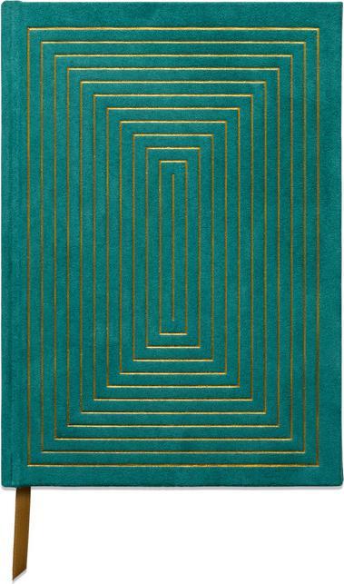 Designworks Hard Cover Suede Cloth Journal W/Pocket Linear Boxes Vert (À rayures, Couverture rigide)