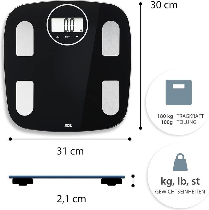 Image du produit ADE Pèse-personne numérique Plage de pesée 180 kg (180 kg)