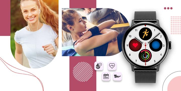 Image du produit Giewont Montre intelligente pour femme GW330-3 Bracelet en silicone noir-noir + Bracelet noir
