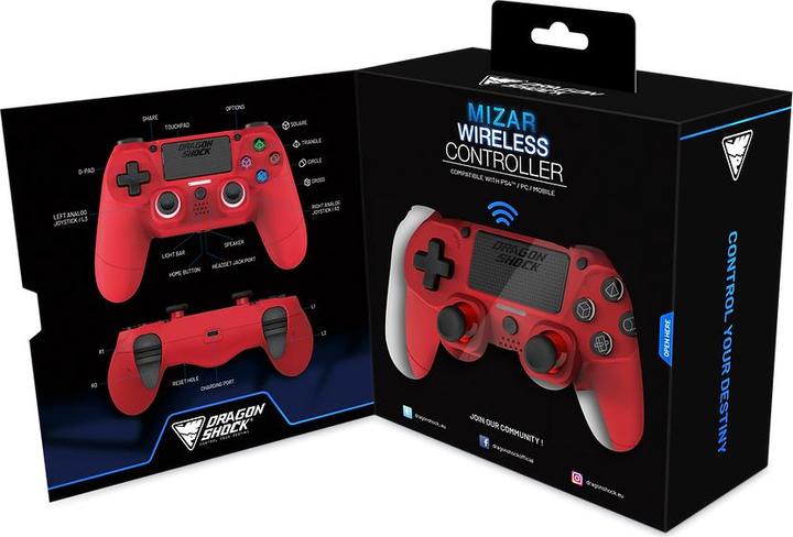 Immagine prodotto DragonShock Controller Mizar Wireless rosso PS4 (PS4)