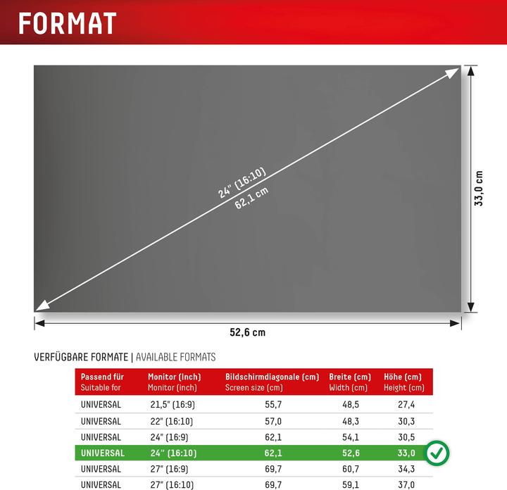Image du produit Displex Privacy Safe, Desktop Monitor Blickschutzfilter (24", 16 : 10)
