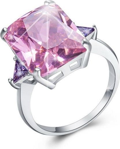 Hermex Versilberter Ring Pink Topaz / Amethyst - Gr. 62 / Size 10 (10, 62)