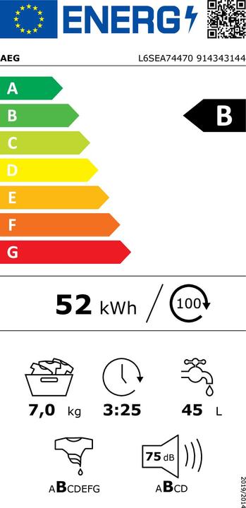 Energie-Label AEG Öko Lavamat L6SEA74470 (7 kg, Links)