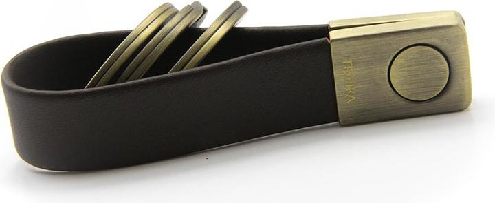 Produktbild Troika TWISTER ANTIK Schlüsselhalter Lederschlaufe mit "TWIST-Verschluss", braun/antik gold