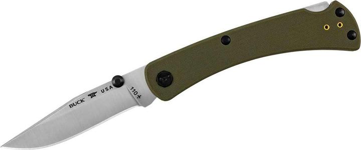 Image du produit Buck 110 SLIM PRO TRX, vert, acier S30V, inoxydable, Back Lock, poignée G10, clip de poche Tip Up (9.50 cm)