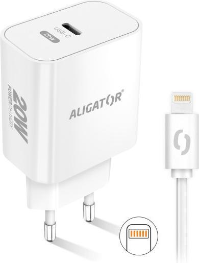 Actual product image Aligator Chytrá síťová nabíječka Power Delivery, USB-C cable per iPhone/iPad, bílá (20 W)