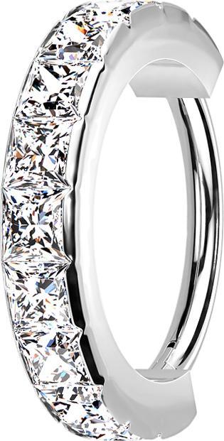 Produktbild Star Piercing Micro Segmentring klappbar silber seitlich quadratische Kristalle silber (Chirurgenstahl 316L, ohne Messing)