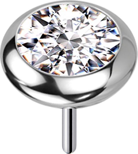 Star Piercing Threadless silber Scheibe abgerundet Kristall silber (ohne Messing, Titan G23)