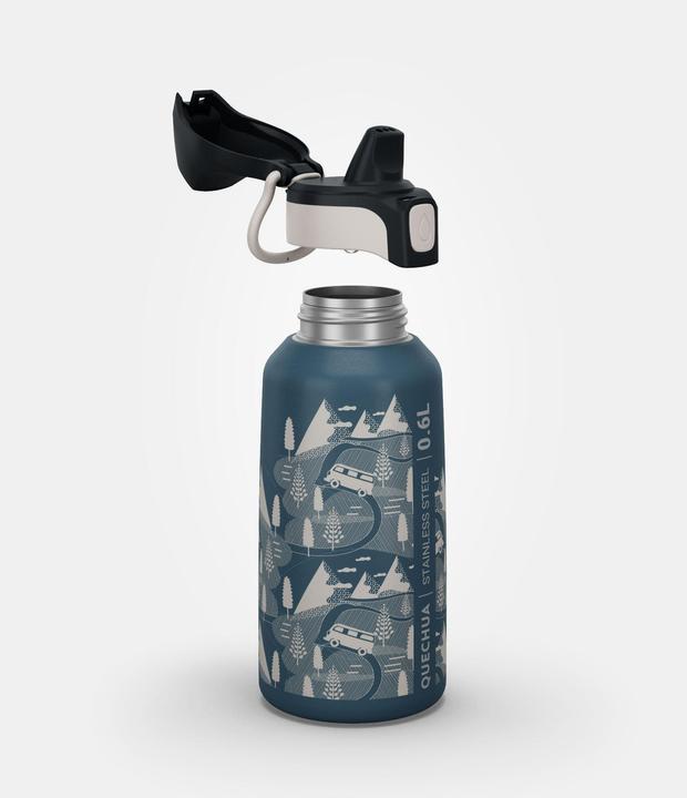 Immagine prodotto Quechua Borraccia per bambini 0,6 l in acciaio inox con chiusura rapida per escursioni - blu (0.60 l)