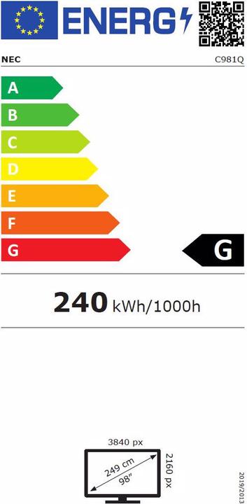 Etichetta energetica NEC MultiSync C981Q SST (3840 x 2160 pixel, 98")