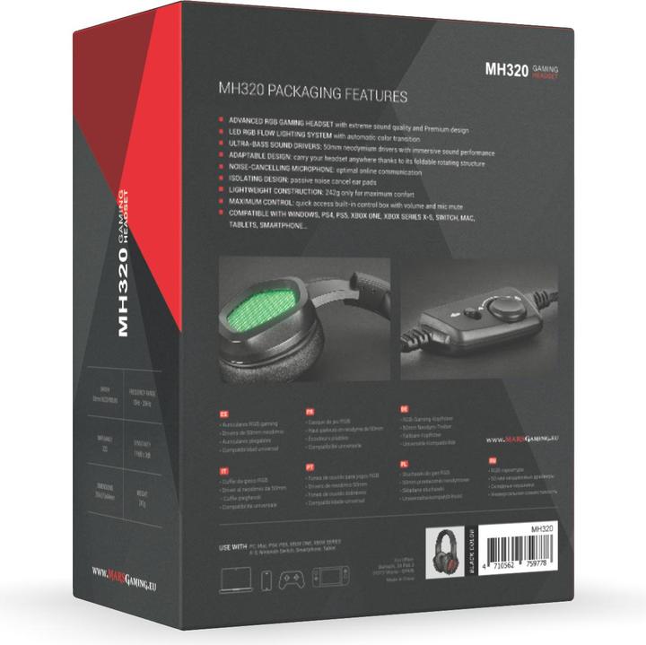 Produktbild Mars Gaming Casque Micro Gamer Mh320 RGB (Noir) (Kabelgebunden)