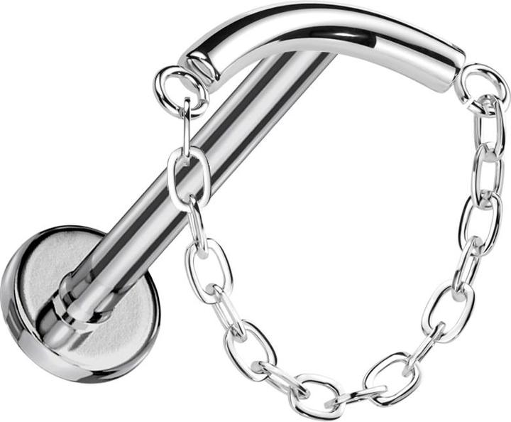 Actual product image Star Piercing Micro Labret inner thread silver rod silver pendant chain (without brass, Titanium G23)