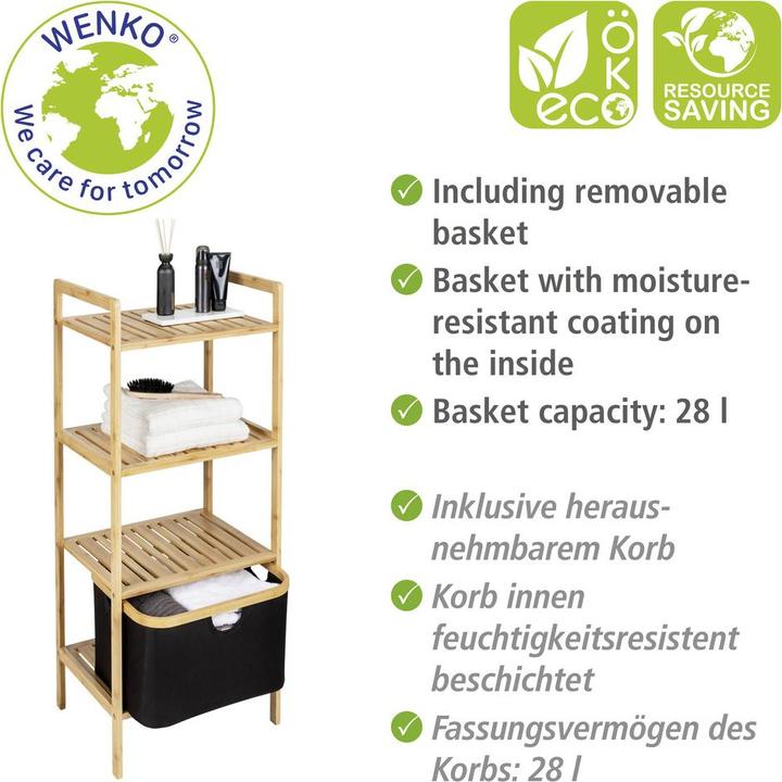 Actual product image Wenko Ecori Shelf 44 x 93.5 cm, Nature/Black (10 x 36 x 96 cm)