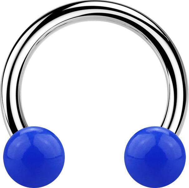 Produktbild Star Piercing Micro Circular Barbell silber mit zwei Kugeln dunkelblau (Acryl, Chirurgenstahl 316L, ohne Messing)