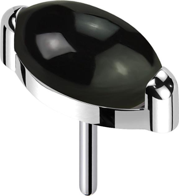 Star Piercing Threadless silber Ovaler schwarzer Onyx Stein (ohne Messing, Mineralisch, Titan G23)