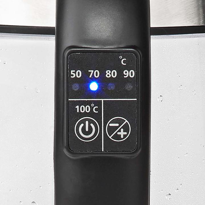 Actual product image Nedis Kettle - Glass housing - Temperature display - Variable temperatures (60, 70, 80, 90, 100 (1.70 l, EU plug)