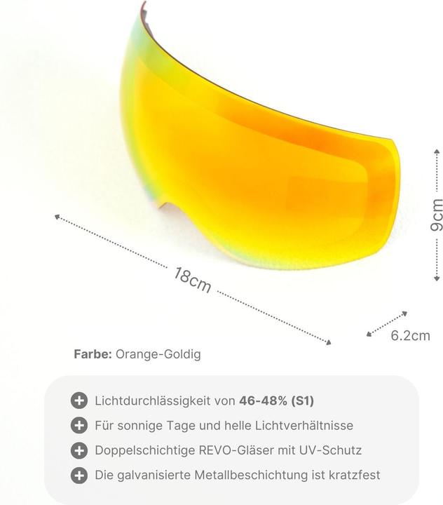 Actual product image Hermex Ersatzglas für magnetische Skibrille Wechselglas Skibrillenglas Snowboardbrillenglas (Ski goggle replacement lens)