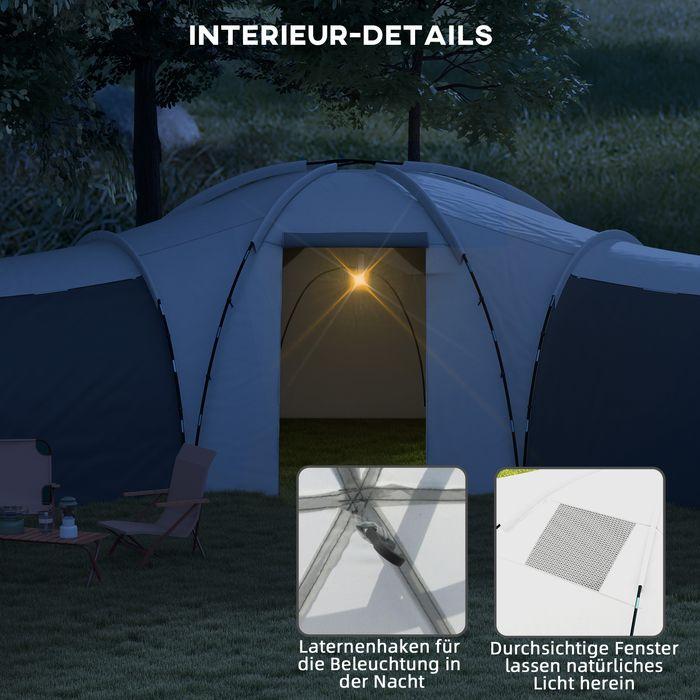 Actual product image Swisshandel24 Tunnel tent camping tent 6-9 person family tent 3 bedrooms 2000mm Oxford grey (Tunnel tent, 9+ people)