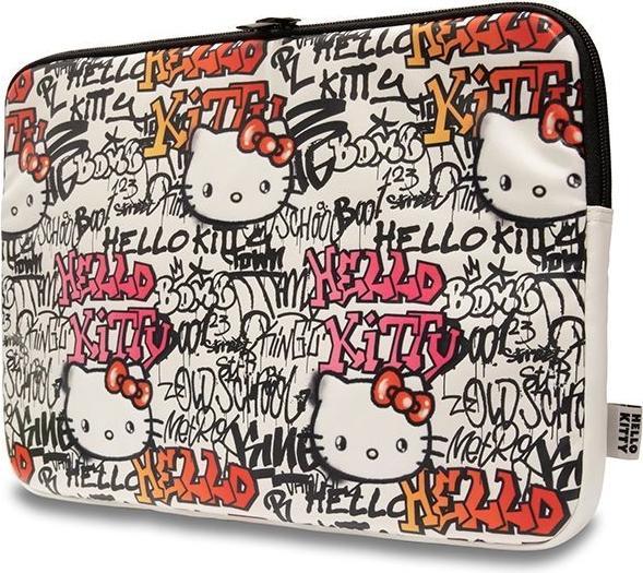 Produktbild Hello Kitty Sleeve HKCSZPDGPTE 14" beżowy/beige Zip PU Tags Graffiti (14")