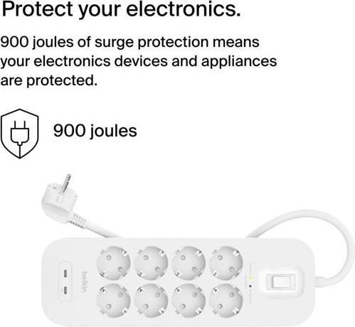 Immagine prodotto Belkin Protezione contro le sovratensioni Surgemaster (8 x, BS 1363, 2 m)