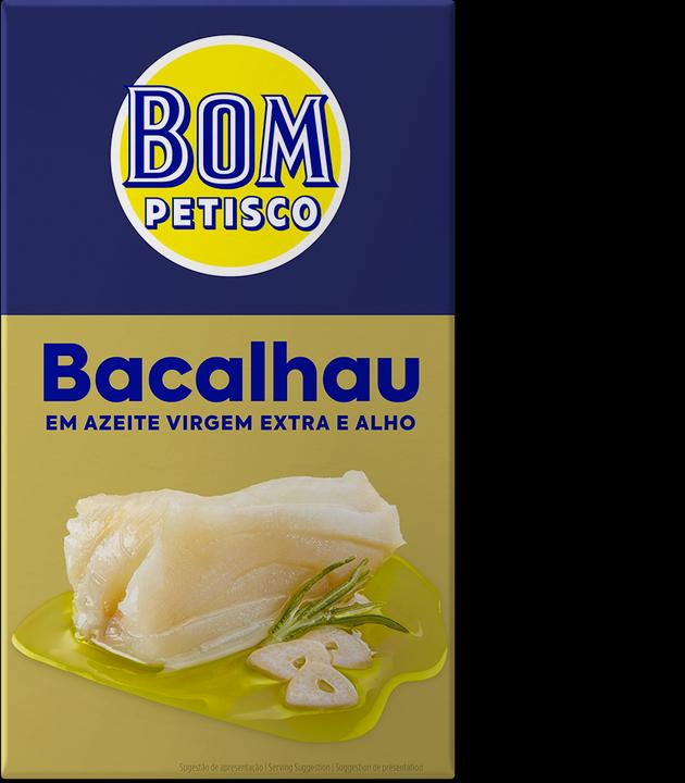 Bom Petisco Alternativa di olio extra di oliva e aglio per il merluzzo (120 g)