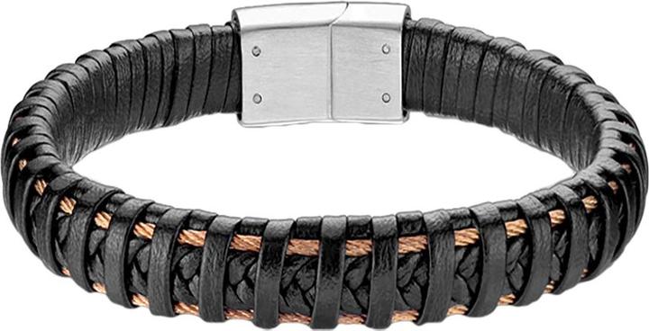 Star Piercing Lederarmband schwarz mit zwei Bänder rosegold