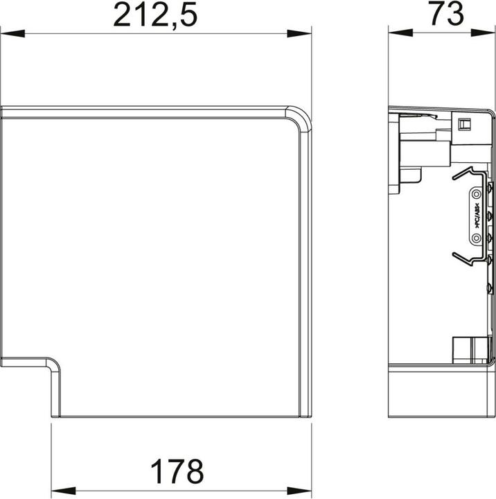 Actual product image OBO Bettermann OBO GK-FH70170RW Flat angle bonnet moulding 70x170mm pure white (7.30 cm)