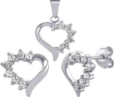 Immagine prodotto Silvego Set di cuori in argento con zircone popolare JJJS582 (Orecchini. Ciondolo)