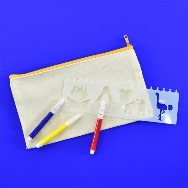 Produktbild Kögler Baumwollmäppchen zum Bemalen, Set mit 15 Mäppchen, 15 Stiften und 5 Schablonen, 20x12x0,5cm