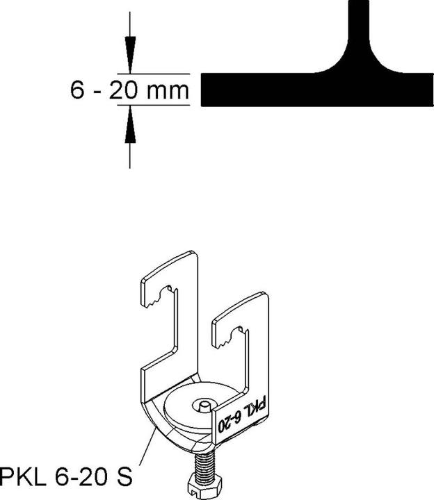Produktbild Niedax PKL 6-20 S Profilklemme, leicht, Stahl, bandverzink PKL620S