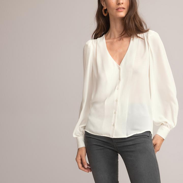 Immagine prodotto La Redoute Collections Camicetta a maniche lunghe con scollo a V (38)