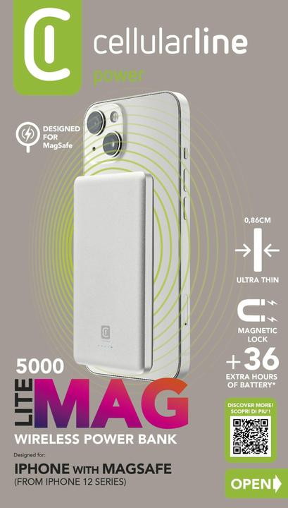 Image du produit Cellularline Banque d'alimentation pour ligne cellulaire 5000mAh MagSafe (5000 mAh, 20 W, 19.25 Wh)