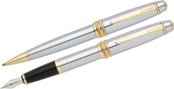 Actual product image Cross Writing instrument set Bailey Medalist biros + fountain pen polished chrome/gold (Bright chrome with gold applications, 1 x)