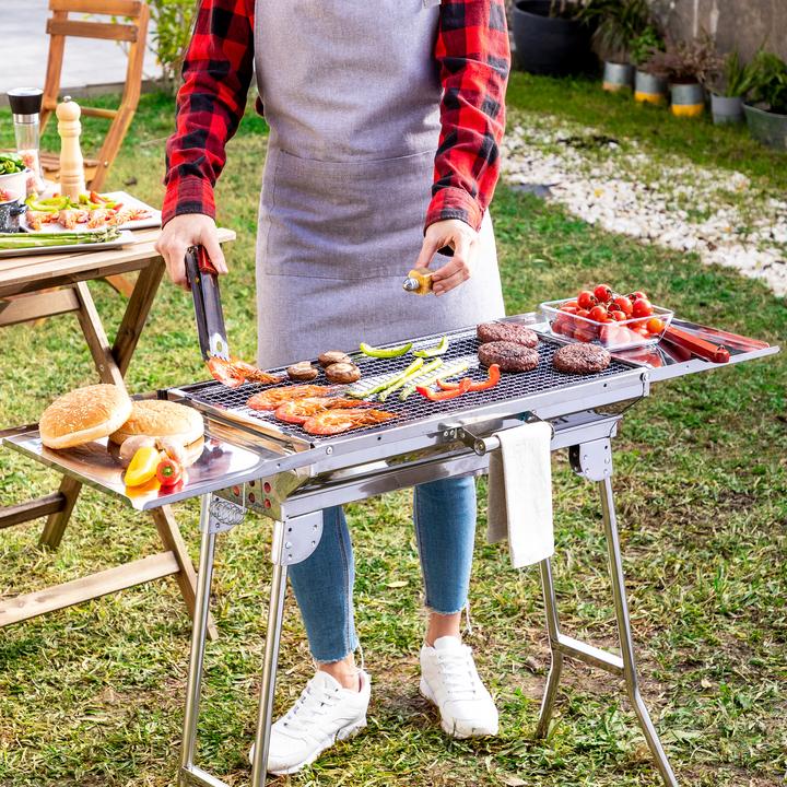 Produktbild InnovaGoods Tragbarer Holzkohlegrill - zusammenklappbar - Edelstahl
