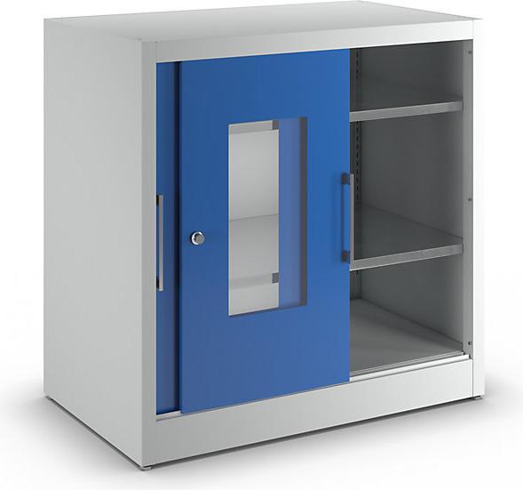 Actual product image Mauser Vision panel sliding door cupboard, with 2 x 4 shelves, HxW 1950 x 1500 mm (100 cm, 100 cm)