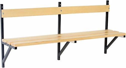 Actual product image Sypro Wall mounted bench, pine wood slats, length 1500 mm, charcoal. (150 cm, 71 cm)