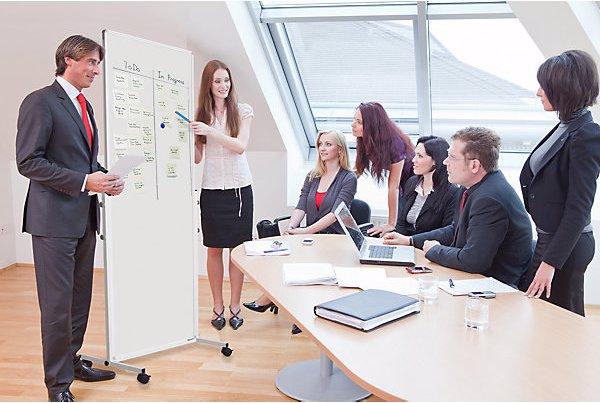 Actual product image smiT Whiteboard, mobile, painted steel, HxWxD 1900 x 1265 x 505 mm.