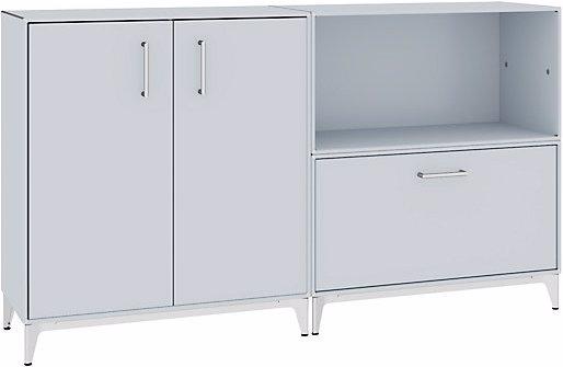 Actual product image Mauser Lowboard, hinged doors, 1 drawer, 1 compartment, white aluminium.