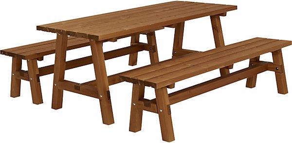Image du produit Plus Garten Kit banc et table, table, 2 bancs, brun gris, L x l x h table 1771 x 750 x 720 (75 cm)