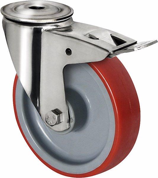 Actual product image eurokraft basic PU tyres on nylon rim, wheel Ø x width 125 x 32 mm, 2+ items, swivel castor with