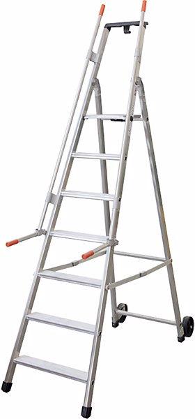 Actual product image Facal Mobile warehouse step, with 2 hand rails and castors, 7 steps incl. platform. (Shelf ladder)