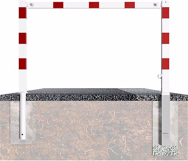 Image du produit Schake Barrière pivotante, avec barre supérieure, blanc avec bandes réfléchissantes