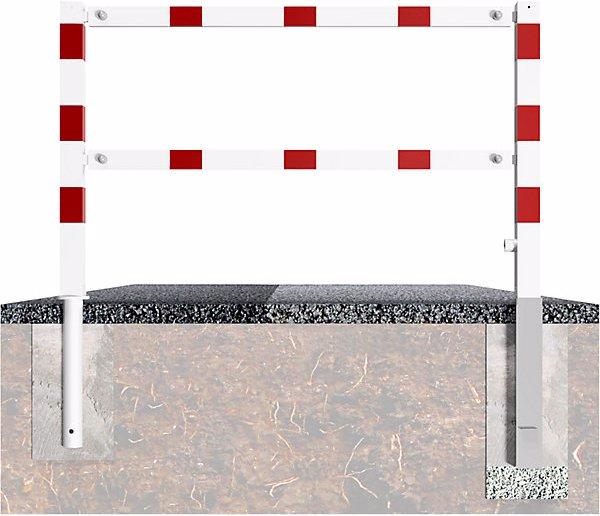 Actual product image Schake Access barrier, swivelling, with top rail and knee rail, white with red