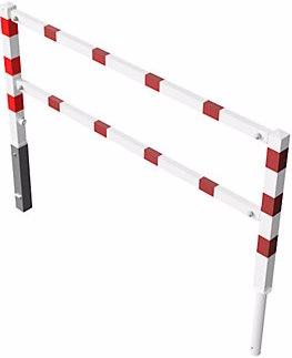 Actual product image Schake Access barrier, swivelling, with top rail and knee rail, white with red