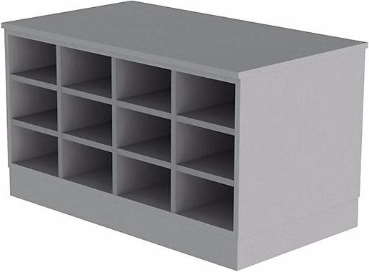 Actual product image kaiserkraft Sitover cloakroom bench, melamine, double sided, 2 x 12 compartments, length (109 cm, 62 cm)