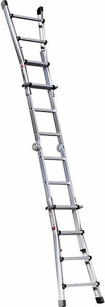 Actual product image Euroline Alu-Vario folding ladder, with telescopic rails, 4 x 4 rungs. (Multi-purpose ladder, 410 cm)