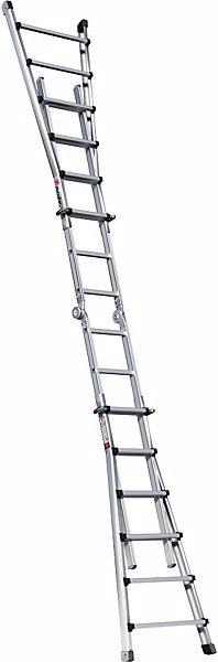 Actual product image Euroline Alu-Vario folding ladder, with telescopic rails, 4 x 6 rungs. (Multi-purpose ladder, 630 cm)
