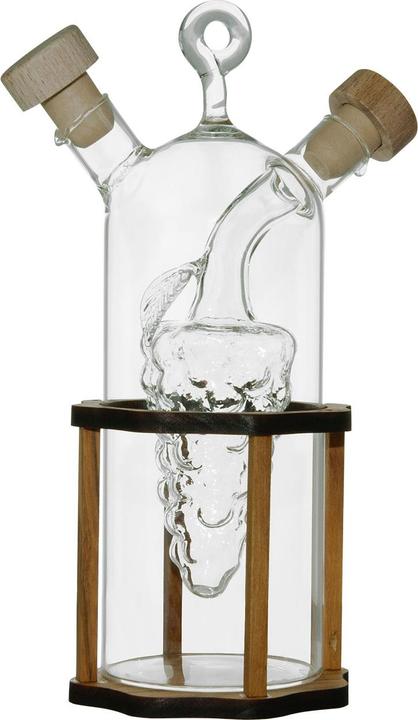 Actual product image Natura Punto 2in1 vinegar and oil dispenser made of glass and olive wood