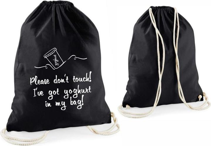 4you Design Statement-Tragebeutel Please don't touch! I've got yoghurt in my bag! schwarz