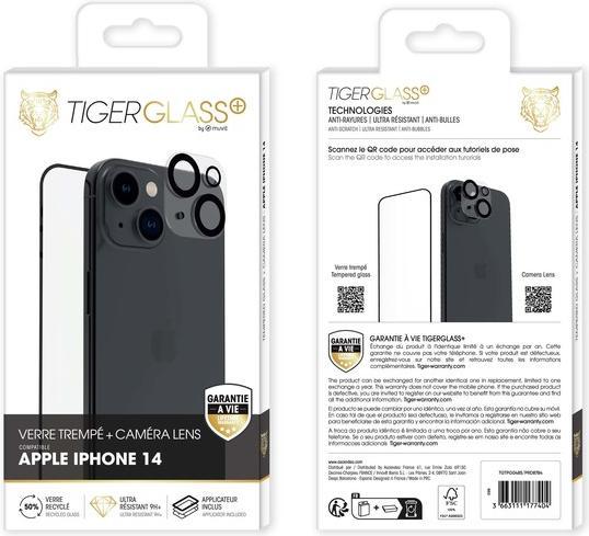 Image du produit Tiger Kit film en verre avec protection de la caméra (1 pièce(s), Apple iPhone 14)